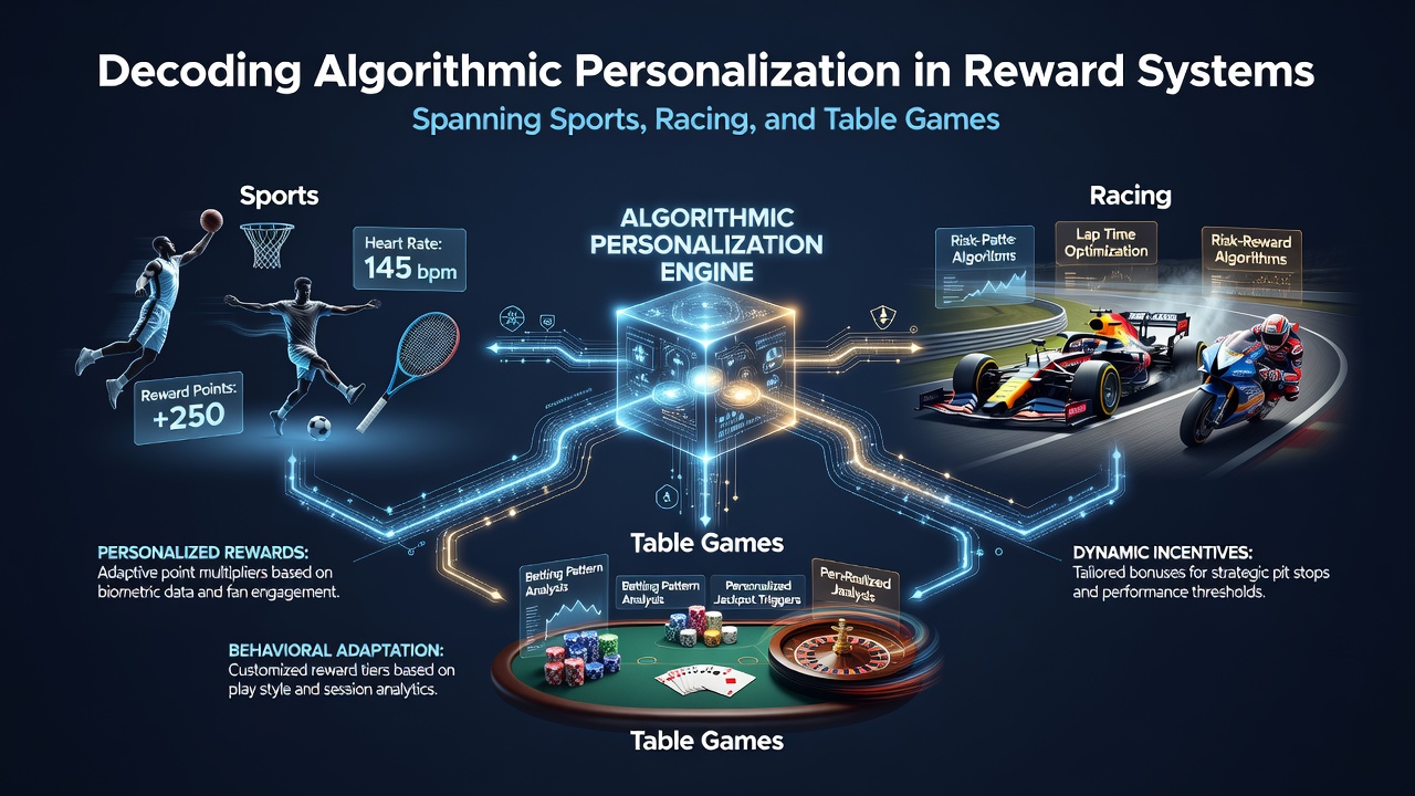 Illustration of personalized reward interfaces for racing and table game users on betting platforms