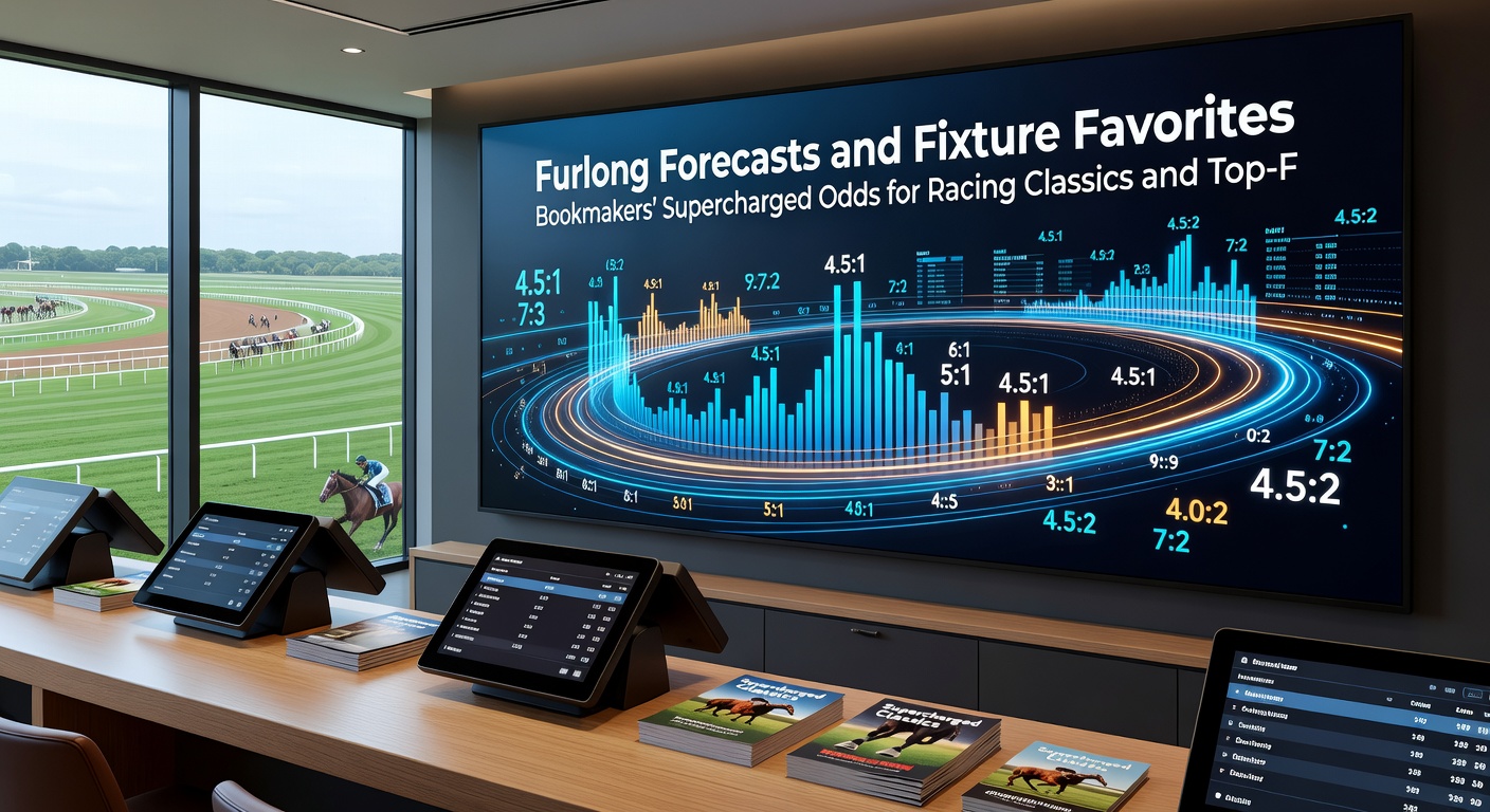 Dynamic split image of a packed soccer stadium during a Premier League thriller and horses thundering past the furlong marker at a historic racecourse