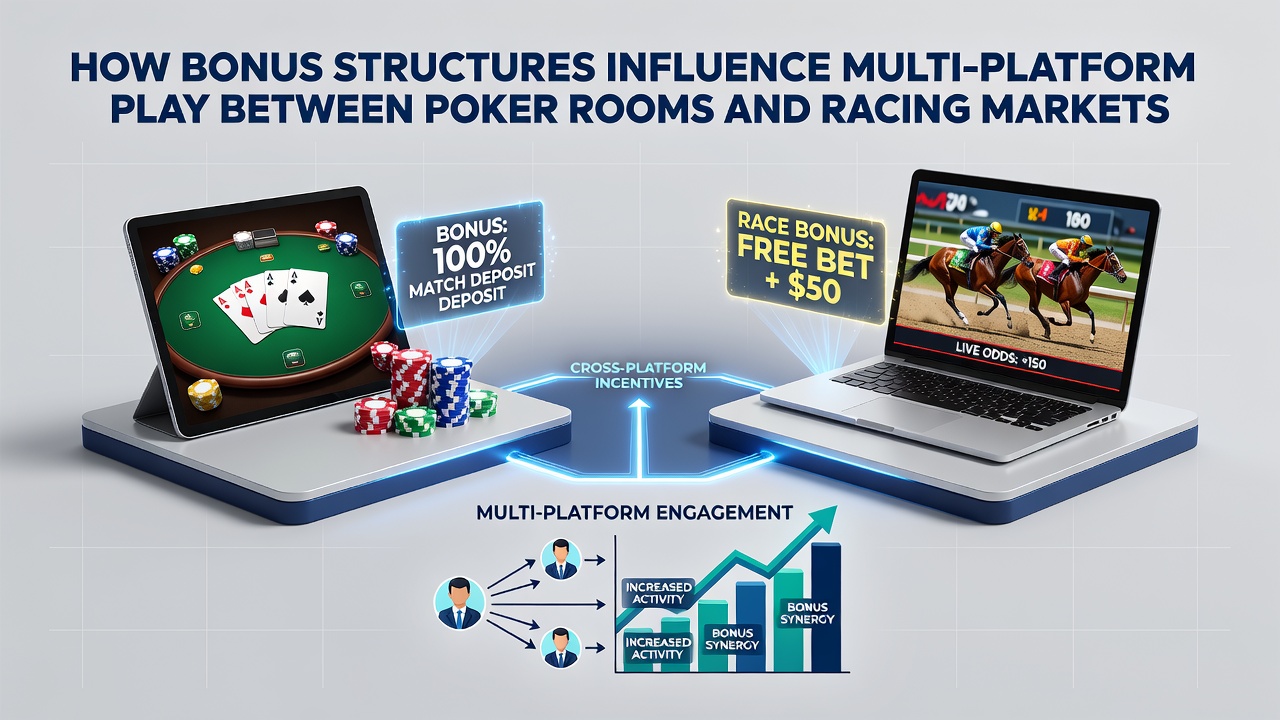 Comparison of bonus terms across poker rooms and racing betting interfaces