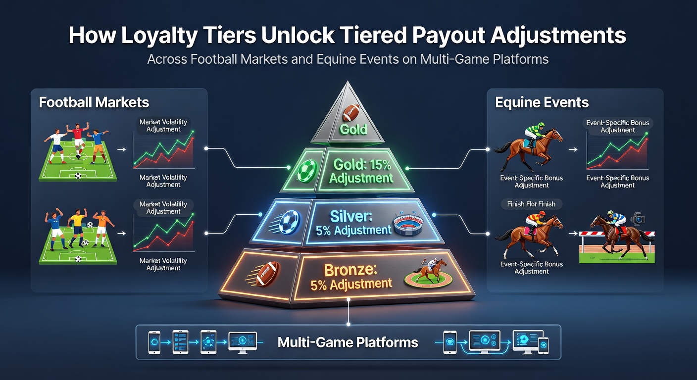 Loyalty tier dashboard showing payout multipliers for football and horse racing bets on a multi-game platform