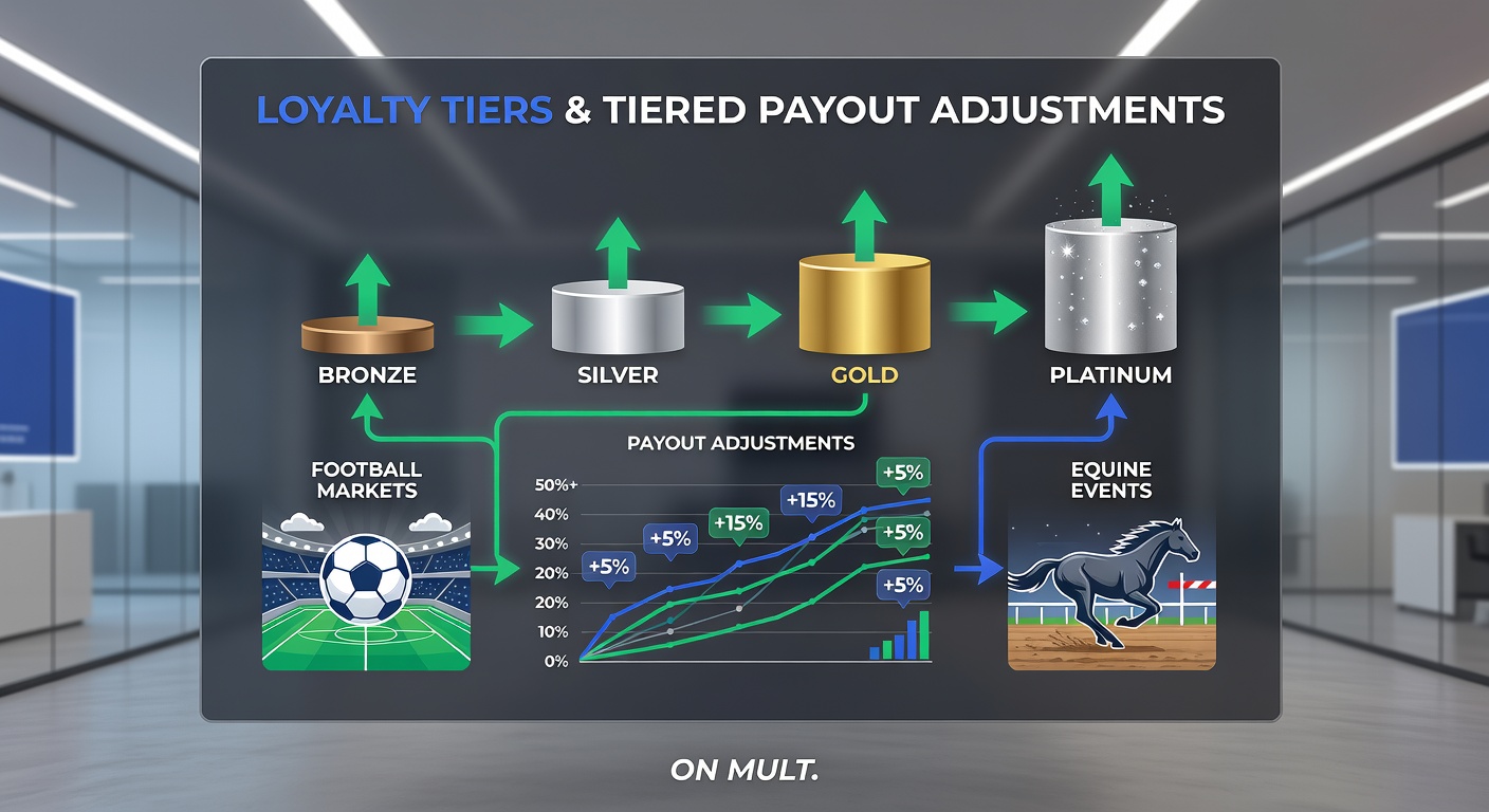 Equine racing interface displaying tiered payout adjustments next to football markets