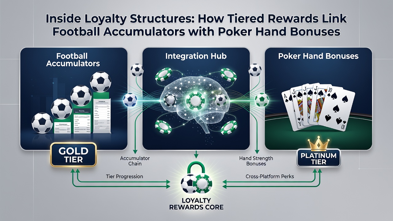 Loyalty tier dashboard showing football, poker, and racing reward connections