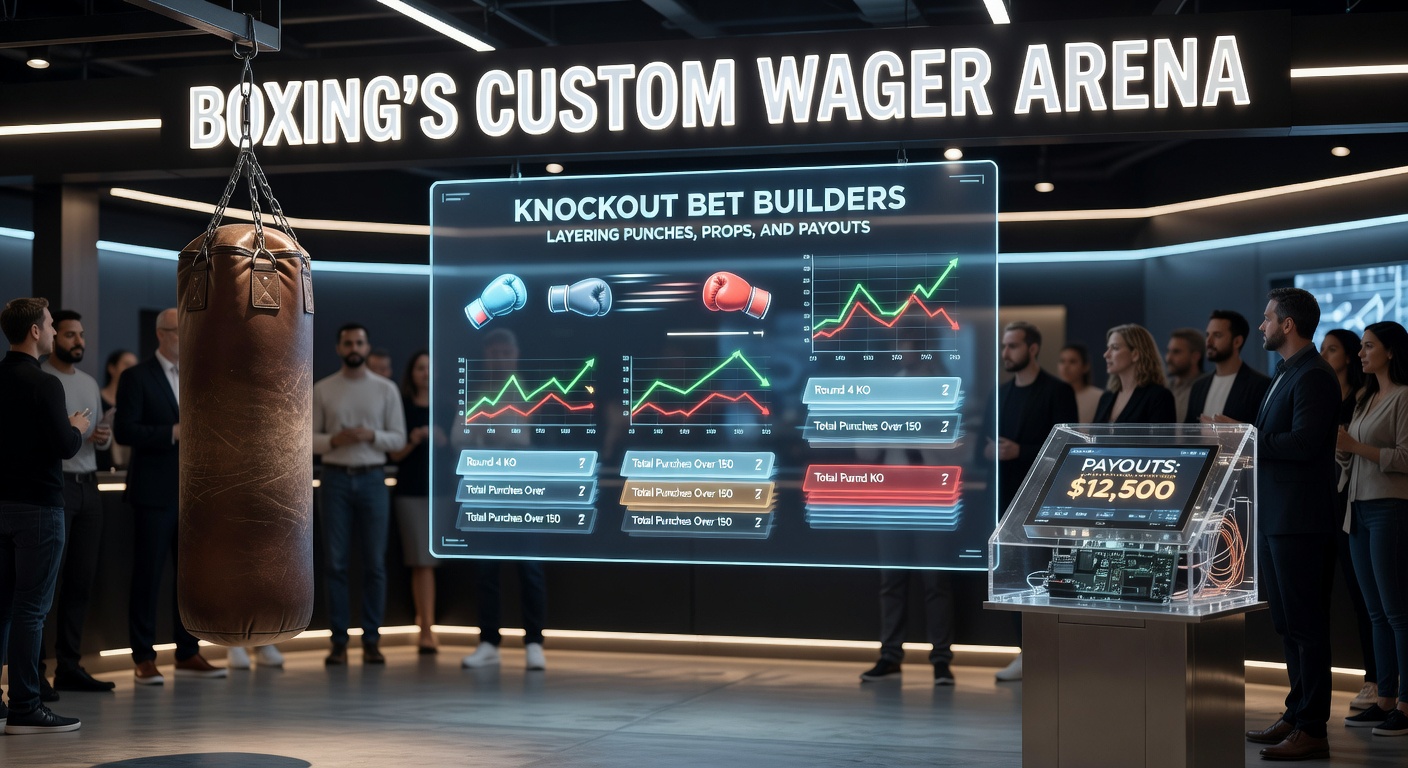 Two boxers exchanging punches in a high-stakes ring, illustrating the intensity of custom bet builder wagers