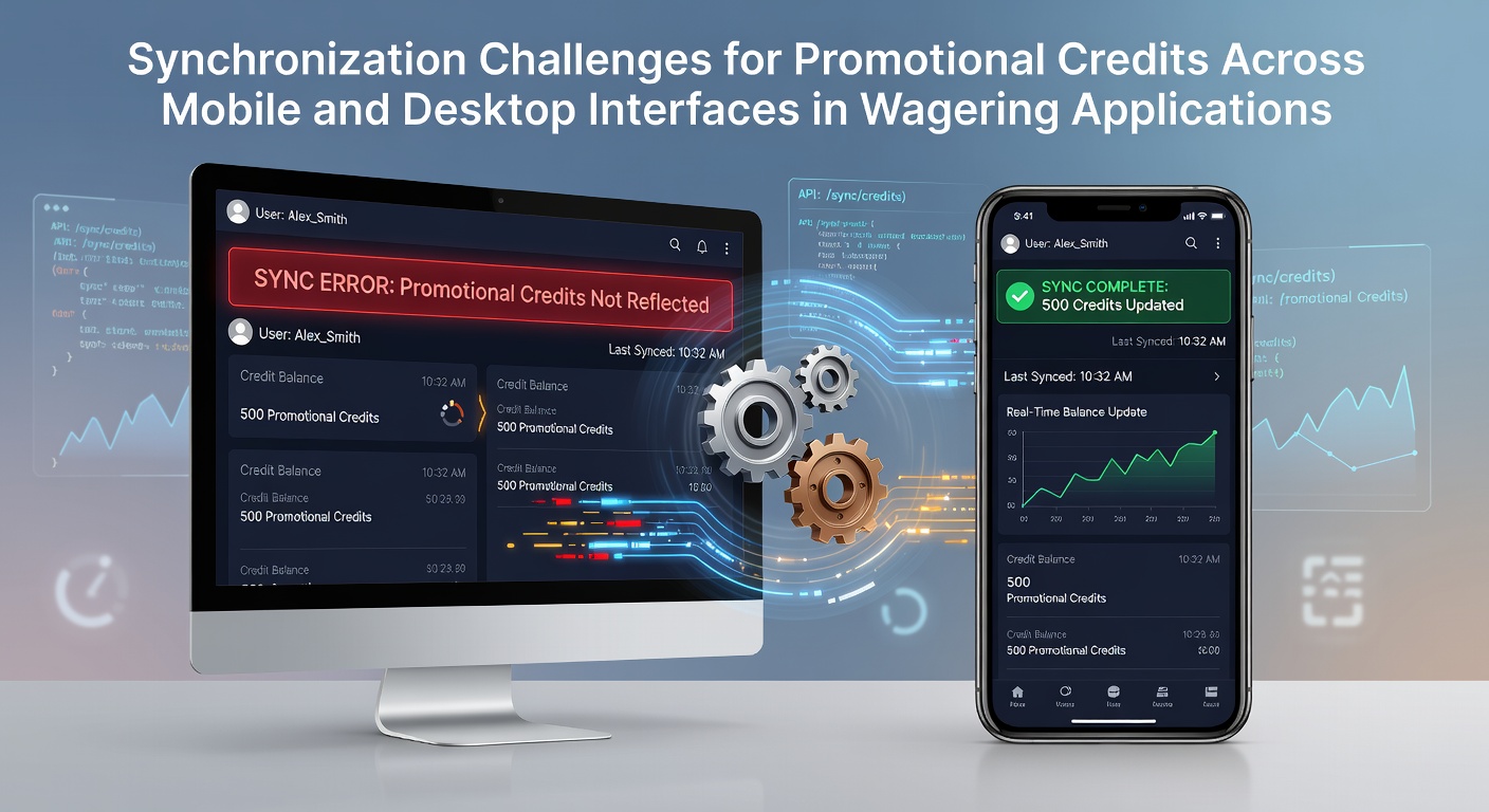 Mobile and desktop screens showing promotional credit balances in a wagering application