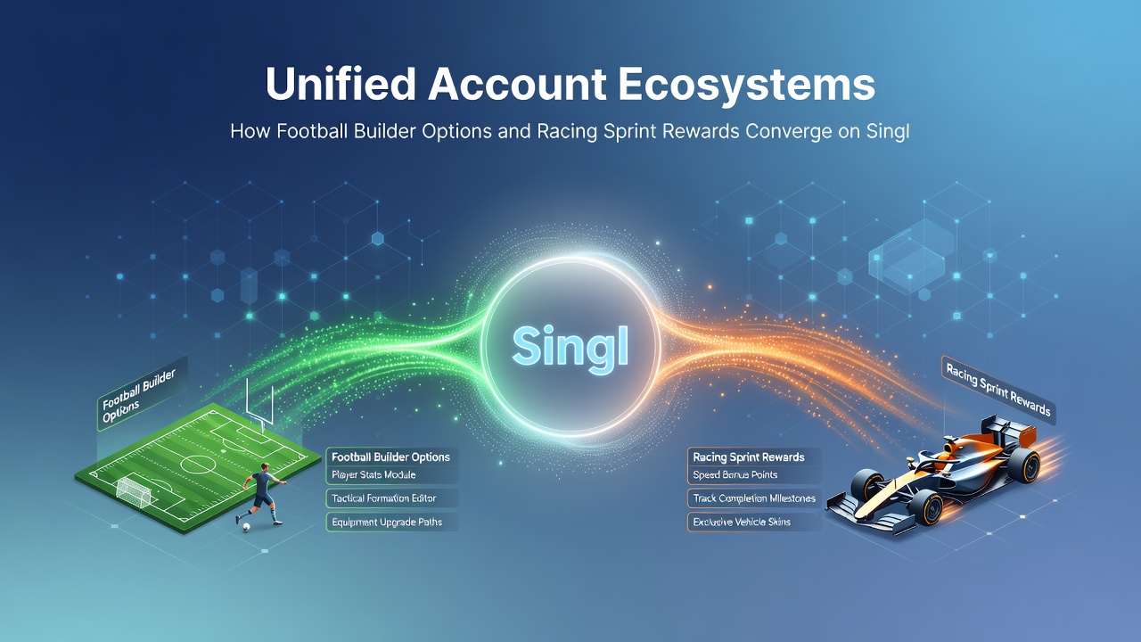 Screenshot-style view of account dashboard merging soccer bet builder selections with active racing sprint reward notifications